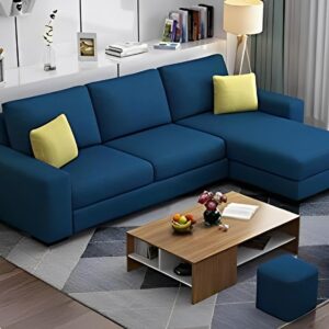 Casaliving Wood Rolando L Shape Right Side Sofa with 2 Puffy