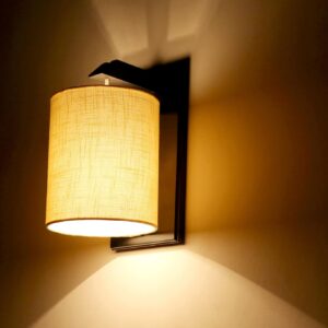 LIGHT ANGLE Wooden Surface with Fabric Mounted Wall Lamps