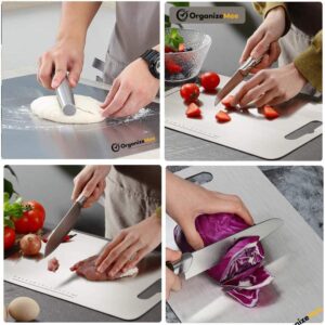 OrganizeMee Large Stainless Steel Chopping Cutting Board