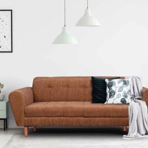 Seventh Heaven Milan Sofa, Chenille Molfino Fabric: 3 Year Warranty (Beige, 3 Seater), 3-Person Sofa