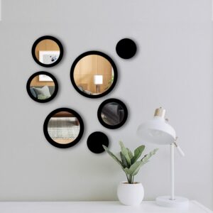 VAH- Kya Bat Hai !! Wall Art Round Black Frame Wall Mirror