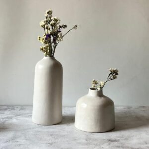 Craftribal Decorative White Ceramic Flower Vase Set
