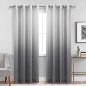DWCN Faux Linen Ombre Sheer Curtains