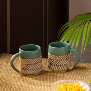 ExclusiveLane 'Chevron Waves' Handcrafted Ceramic Coffee Mug