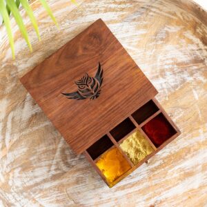 ExclusiveLane 'Owl Hand-Engraved' Wooden Masala Box