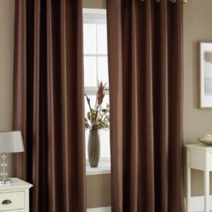 Exporthub 2 Piece Polyester Blend Eyelet Solid Window Curtain