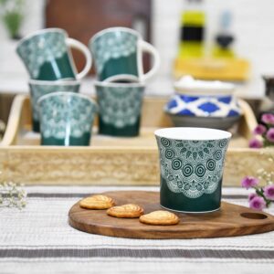 Femora Turquoise Lavish Mandala Design Tea Cups