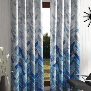 Home Sizzler 2 Pieces Geometrical Panel Eyelet Polyester Door Curtains