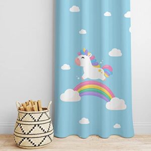 Peach Cuddle Rainbow Unicorn Printed Kids Curtains