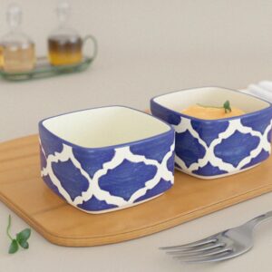 The Earth Store 90ml Each Square Blue Moroccan Dip Bowls