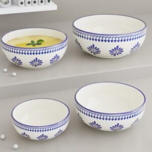 The Earth Store Drape Blue Ceramic Serving Bowls Set