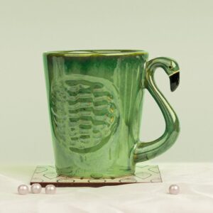 The Earth Store Studio Pottery Green Flamingo Coffee Mug